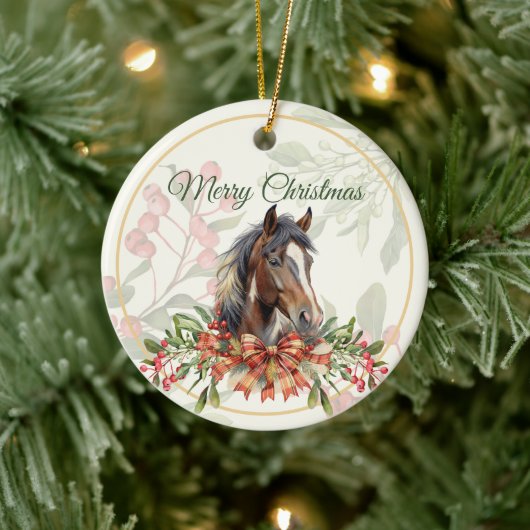 優雅なクリスマスの馬 セラミックオーナメント (ツリー)