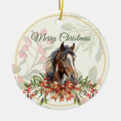 優雅なクリスマスの馬 セラミックオーナメント (正面)