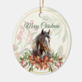 優雅なクリスマスの馬 セラミックオーナメント (左)
