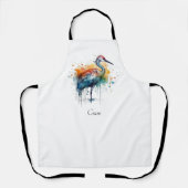 優雅なクレーン：水彩画カスタム像 エプロン (正面)
