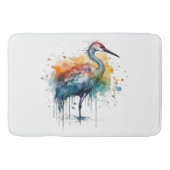 優雅なクレーン：水彩画カスタム像 バスマット (正面)