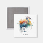 優雅なクレーン:水彩画カスタム像 マグネット (正面/裏面)