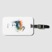 優雅なクレーン：水彩画カスタム像 ラゲッジタグ (正面横)