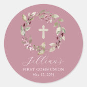 優雅なクロス 初聖体拝領 ラウンドシール (正面)