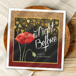 優雅なグリッター フラワーの前夜リハーサル スタンダードカクテルナプキン