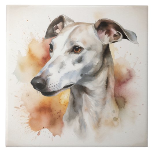 優雅なグレイハウンド、犬、ペット、水色 タイル (正面)