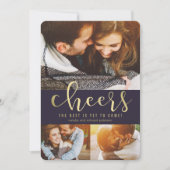 優雅なグロー編集可能なカラー新年の写真カード シーズンカード (正面)