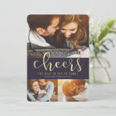 優雅なグロー編集可能なカラー新年の写真カード シーズンカード (スタンド正面)