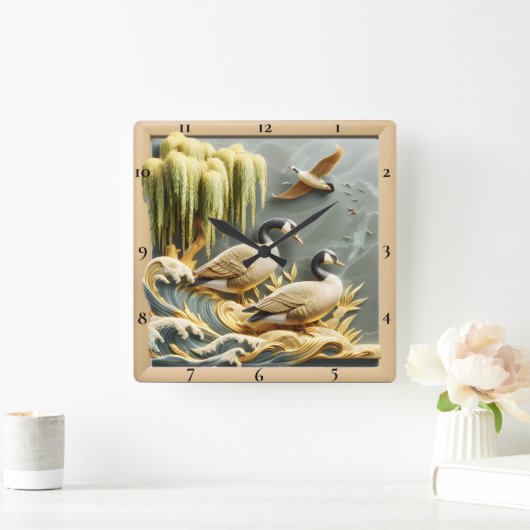 優雅なゲーゼの池 スクエア壁時計 (ホーム)
