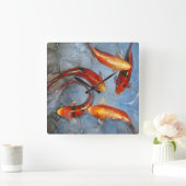 優雅なコイI スクエア壁時計 (ホーム)