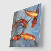 優雅なコイI スクエア壁時計 (傾斜)