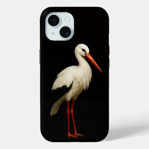 優雅なコウノトリのブラック4ラグジュアリーiPhone 15ケース iPhone 15ケース