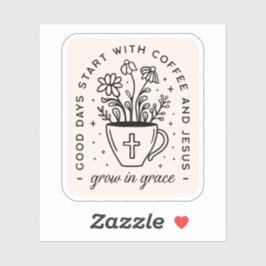 優雅なコーヒーで育つイエス・引用文 シール