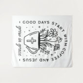 優雅なコーヒーで育つイエス・引用文 タペストリー (正面(横))