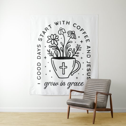 優雅なコーヒーで育つイエス・引用文 タペストリー (インサイチュ)