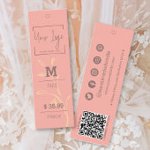 優雅なコーラルピンクの葉QR服装価格ラベル コーリングカード