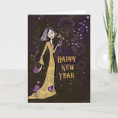 優雅なゴールドとパープルの年賀状 | 法人向け シーズンカード (正面)