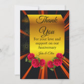 優雅なゴールドのアニバーサリー　ローズ付き サンキューカード (正面)
