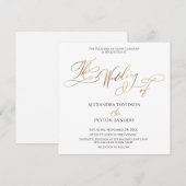 優雅なゴールドのカリグラフィー「結婚式の」 招待状 (正面/裏面)