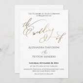 優雅なゴールドのカリグラフィー「結婚式の」 招待状 (正面/裏面)