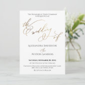 優雅なゴールドのカリグラフィー「The Wedding of」の翻訳は以下になります。 招待状 (スタンド正面)