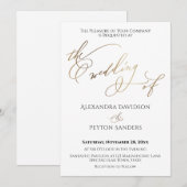 優雅なゴールドのカリグラフィー「The Wedding of」の翻訳は以下になります。 招待状 (正面/裏面)