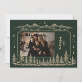 優雅なゴールドのクリスマスツリーの森の写真 シーズンカード (正面)