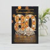 優雅なゴールドの宝石を使った80歳の誕生日パーティー 招待状 (スタンド正面)