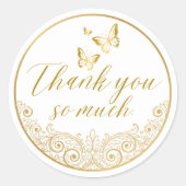優雅なゴールドの感謝ステッカー - パーティーファバー ラウンドシール (正面)