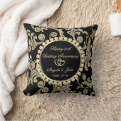 優雅なゴールドの渦巻き、ハート 50周年結婚記念日 クッション (ブランケット)