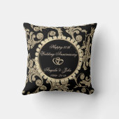 優雅なゴールドの渦巻き、ハート 50周年結婚記念日 クッション (裏面)