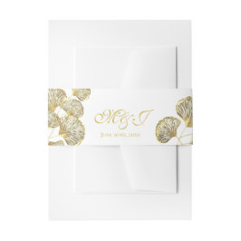 優雅なゴールドの銀杏の葉の招待状ベルト 招待状ベリーバンド