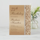 優雅なゴールドの75歳の誕生日 招待状 (スタンド正面)