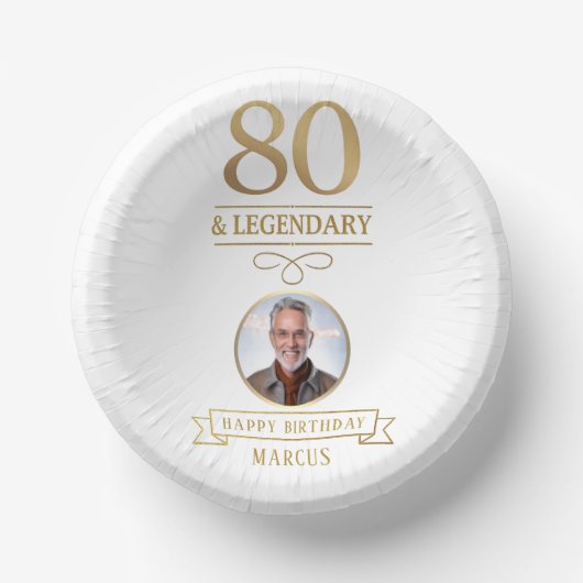 優雅なゴールドの80歳&伝説の誕生日 ペーパーボウル (正面)