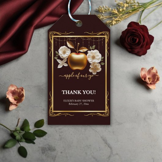 優雅なゴールドアップルベイビーシャワー ギフトタグ