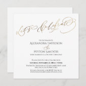 優雅なゴールドカリグラフィー お祝いましょう レセプション 招待状 (正面/裏面)