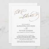 優雅なゴールドカリグラフィー　お祝いを　レセプション 招待状 (正面/裏面)