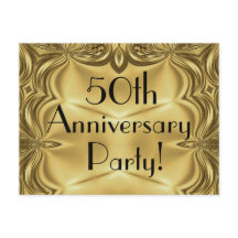 優雅なゴールド50周年招待状ポストカード