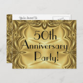 優雅なゴールド 50周年 誕生日 招待状 ポストカード (正面/裏面)