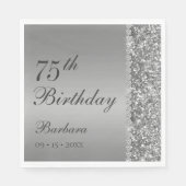 優雅なシルバー75歳の誕生日 スタンダードランチョンナプキン (正面)