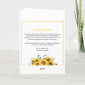 優雅なシンプルなひまわり葬儀折り プログラム (裏面)