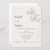 優雅なシンプル結婚式の招待状のアジメトリック 招待状 (正面/裏面)