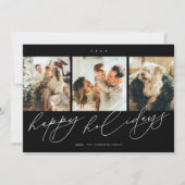 優雅なスクリプトの最も幸せなホリデーシーズン3家族写真 シーズンカード (正面)