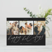 優雅なスクリプトの最も幸せなホリデーシーズン3家族写真 シーズンカード (スタンド正面)