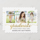 優雅なスクリプト編集可能なカラーの卒業招待状 招待状 (正面/裏面)