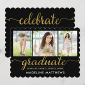 優雅なスクリプト編集可能なカラーの卒業招待状 招待状 (正面/裏面)