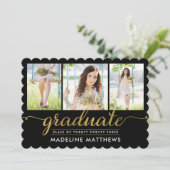 優雅なスクリプト編集可能なカラーの卒業招待状 招待状 (スタンド正面)