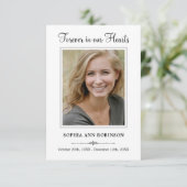 優雅なスクリプト葬儀写真記念祈りカード カード (スタンド正面)