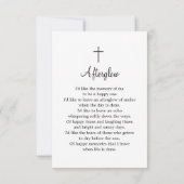 優雅なスクリプト葬儀写真記念祈りカード カード (裏面)