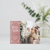 優雅なスクリプト 平和な地球 緑のグリッター モダン シーズンポストカード (スタンド正面)